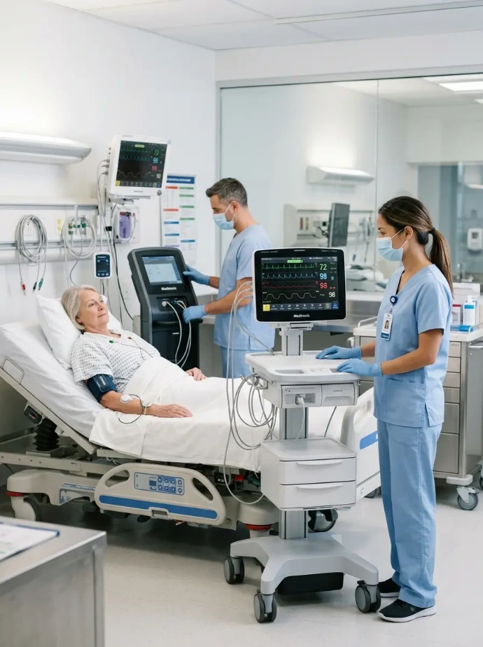 Medtronic medical devices and clinical equipment set up in a modern healthcare facility