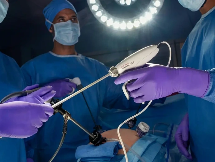 Ethicon energy devices and advanced ultrasonic surgical instruments staged for operative procedures.