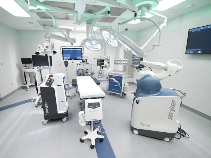 Stryker medical devices and surgical equipment in a hospital clinical care setting